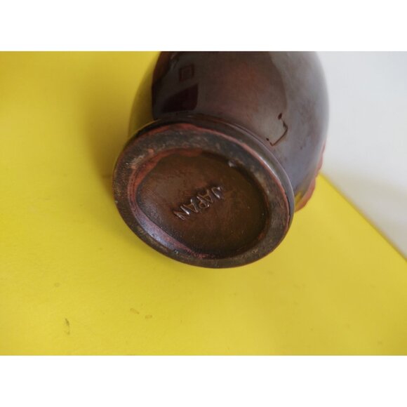 Vintage Banko Japan Red Ware Clay Bud Vase 3D Diorama Pagoda  Pottery 4" Tall - Picture 7 of 9